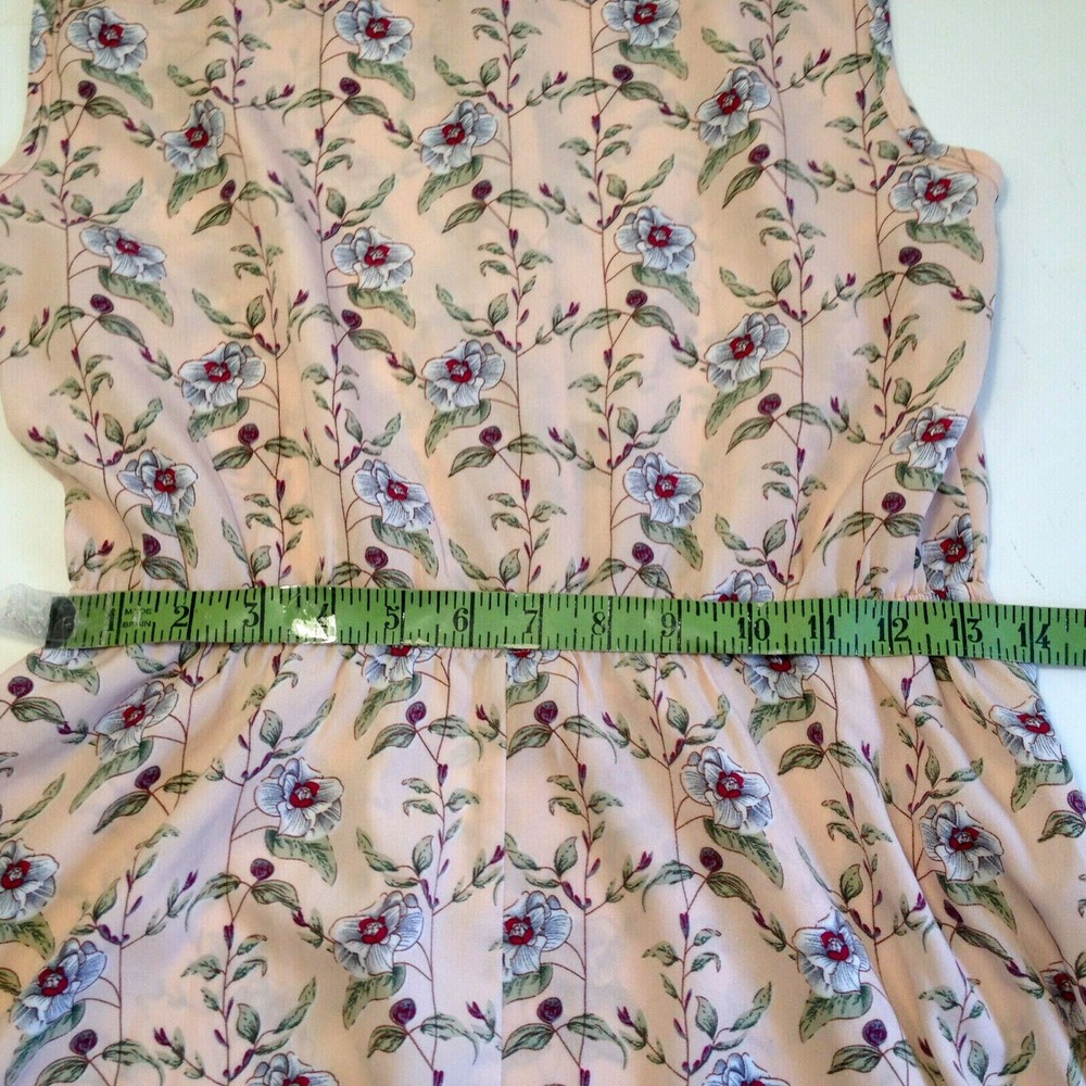 Aphratti Dress Sleeveless Collared Button Top Designed w/ Roses Size Small - Picture 10 of 12